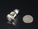 Metal On/Off Pushbutton with LED Ring (16mm, Red)