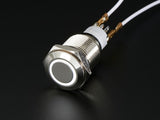 Metal Momentary Pushbutton with LED Ring (16mm, White)