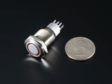 Metal Momentary Pushbutton with LED Ring (16mm, Red)
