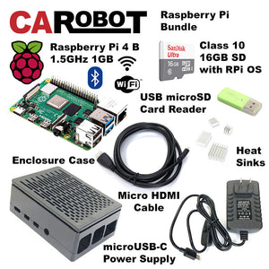 CAROBOT Raspberry Pi 4 B Starter Bundle (8GB RAM with Raspberry Pi OS SD Card)