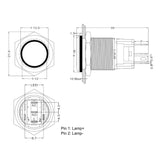 Metal On/Off Pushbutton with LED Ring (16mm, Yellow)