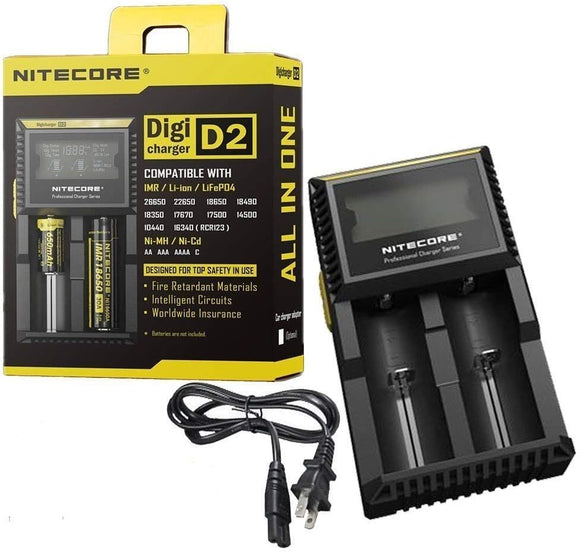 Smart Charger for 18650, AA, AAA Batteries (NITECORE D2 Digicharger)