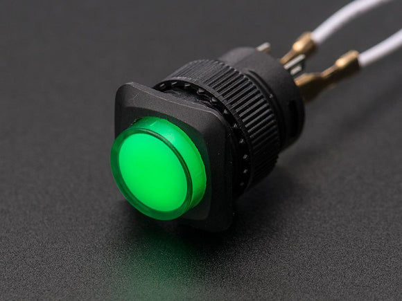 16mm Illuminated Latching On/Off Pushbutton (Green)