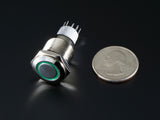 Metal On/Off Pushbutton with LED Ring (16mm, Green)