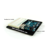 Holder for Arduino / BeagleBone / Raspberry Pi, Breadboard (Black Holder Plate, Hardware, Rubber Stands Only)