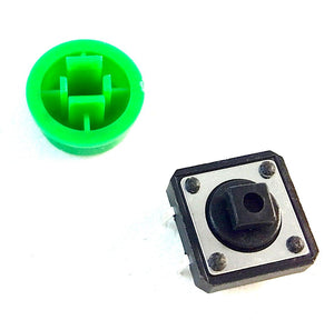 Momentary Push Button/Tactile Switch with Round Cap (Green)