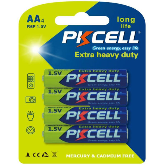 PKCELL Battery AA - 1.5V Extra Heavy Duty (4-pack)