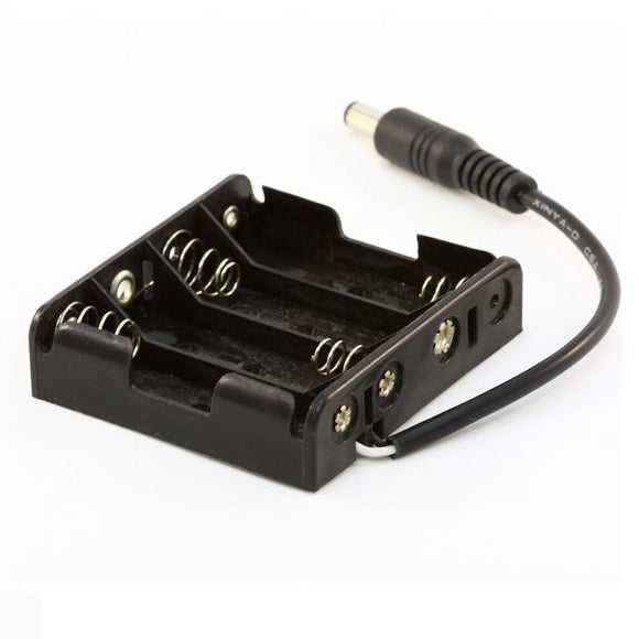 4-AA Battery Holder, Barrel Jack Connector