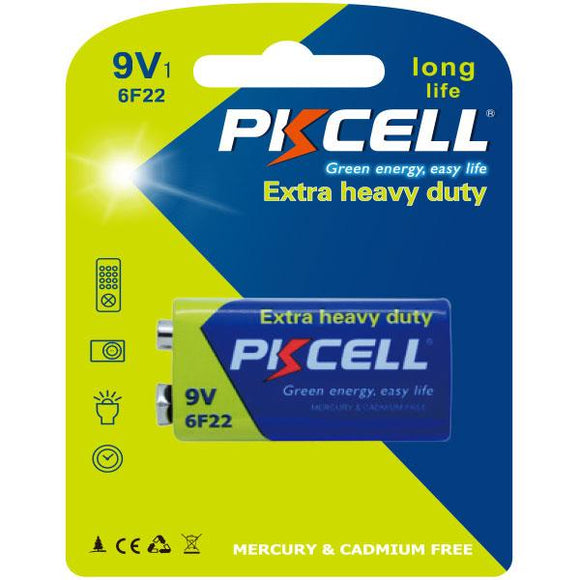 PKCELL Battery 9V - Extra Heavy Duty