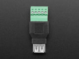 USB-A Female Socket to 5-pin Terminal Block