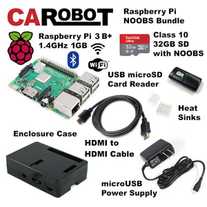 CAROBOT Raspberry Pi 3 B+ Starter Bundle (with 32GB SD Card) (Black Enclosure)