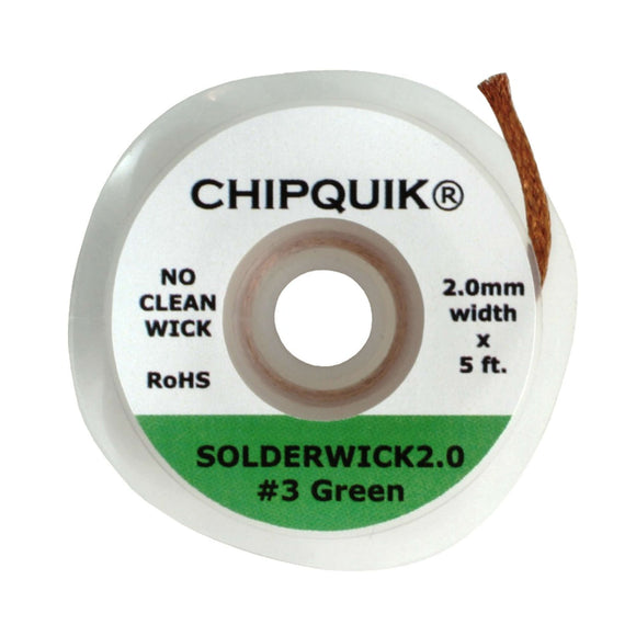 Chip Quik 2.0mm Solder Wick (#3 Green) - No Clean