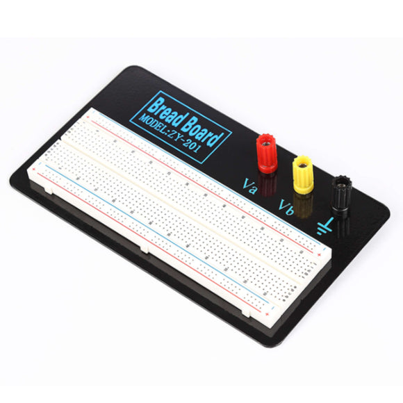 Solderless Breadboard with Base (with 830 Tie-Points, 3 Binding Posts & 4 Foot Pads)