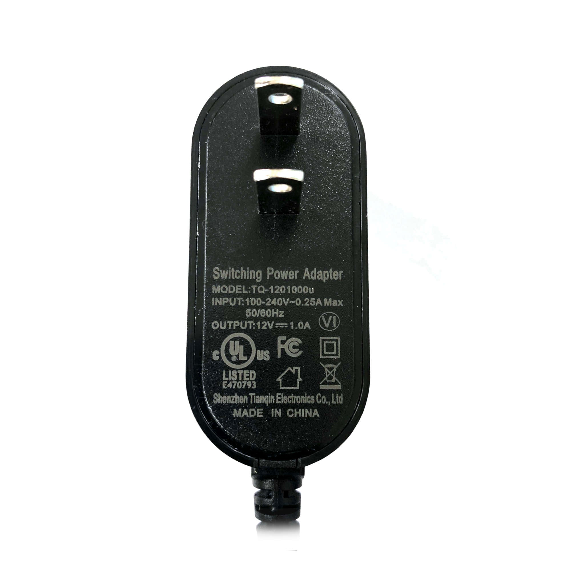 12V DC 1000mA (1A) regulated switching power adapter - UL listed