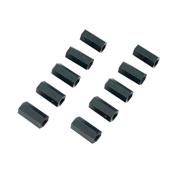 Nylon Standoff Female Threaded (Black M3 x 12mm, 10pcs)